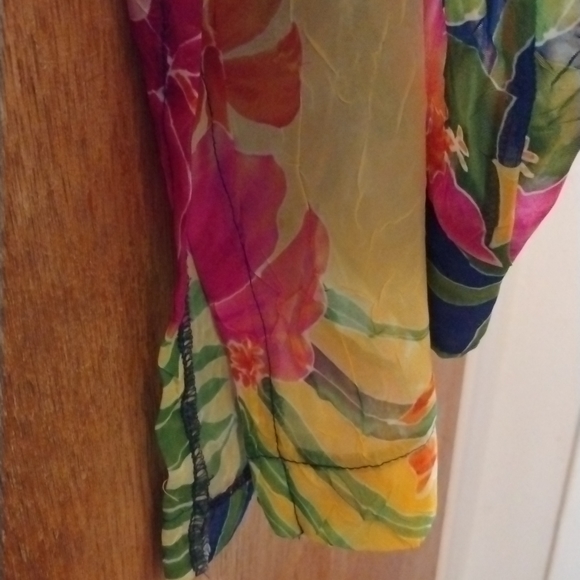 AJ Clothing Co. Miami Sheer Floral Shirt/Bathing Suit Cover Sz.XL Vintage - Picture 8 of 9